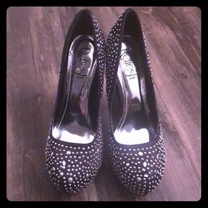 Women’s platform black and silver studded heels